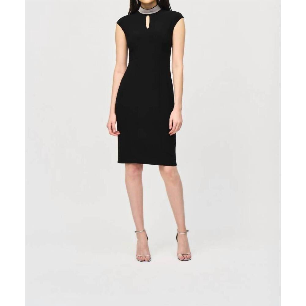 NEW JOSEPH RIBKOFF embellished choker collar sheath dress in black - Picture 4 of 5